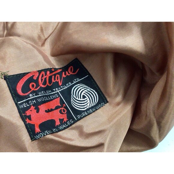 Vintage 70's Celtique Welsh Woollen Jacquard Cape Coat Womens Small - Picture 10 of 10